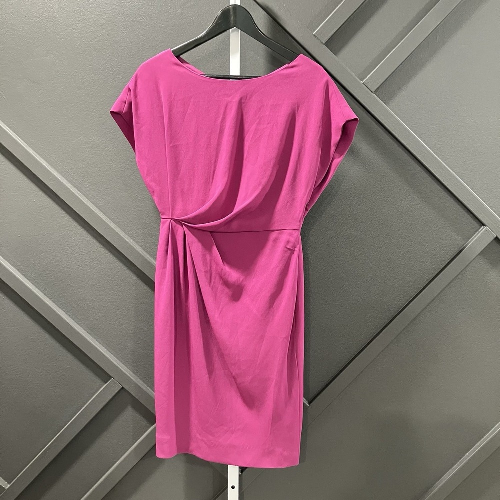 MM.LaFleur Draped Ruched Sheath Dress Hot Pink Fuchsia Size 0P Petite